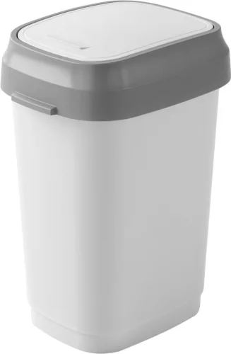 Szemeteskuka, KIS Dual Swing S, 10 l, fehér, 25 × 19 × 32 cm, műanyag, csuklós fedél