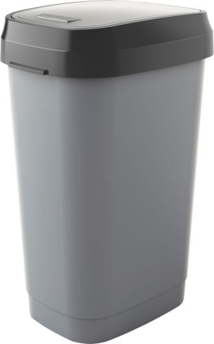 Szemeteskuka, KIS Dual Swing L, 50 l, szürke, 42 x 30,5 x 61 cm, műanyag, levehető csuklós fedél