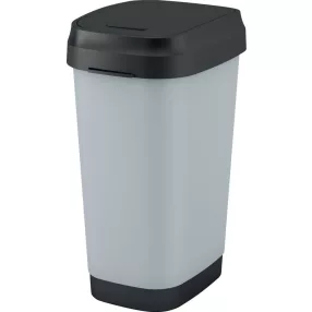   Szemeteskuka, KIS Dual Swing Style L Steel, 50 l, szürke, 42 x 30,5 x 60 cm, levehető csuklós fedél