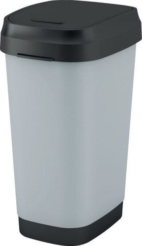Szemeteskuka, KIS Dual Swing Style L Steel, 50 l, szürke, 42 x 30,5 x 60 cm, levehető csuklós fedél