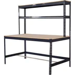   Munkapad, Strend Pro Racks PWB60, fekete, 183 x 90 x 183 cm, polccal, 350 kg teherbírás, könnyen összeszerelhető