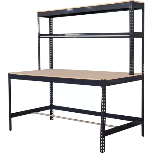 Munkapad, Strend Pro Racks PWB60, fekete, 183 x 90 x 183 cm, polccal, 350 kg teherbírás, könnyen összeszerelhető