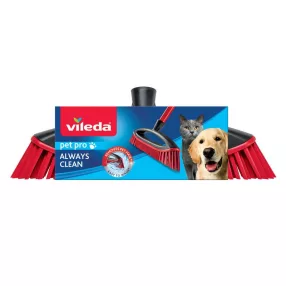   Állatszőr seprűfej, Vileda Always Clean Pet Pro, piros/fekete, puha gumisörték, állatszőrhöz és porhoz, könnyen tisztítható, minden padlóra és szőnyegre, nyél nélkül