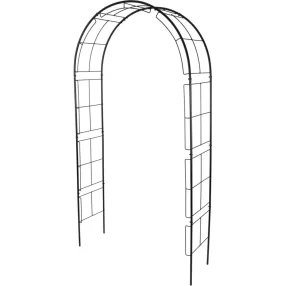  Kerti lugas, Strend Pro Garden, fekete, 113 × 38 × 229 cm, porfestett fém, időjárásálló, kúszónövényekhez, bordás megerősítéssel