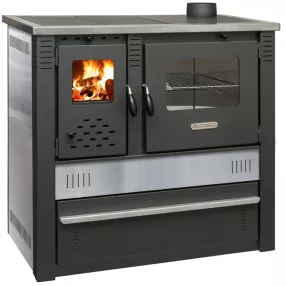   Strend Pro PANONIA fatüzelésű sparhelt, Inox, sütővel, 10,54 kW, 51 × 90 × 85 cm, jobb oldali füstcső kimenet, átmérő: 120 mm