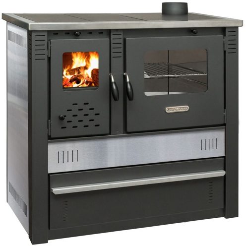 Strend Pro PANONIA fatüzelésű sparhelt, Inox, sütővel, 10,54 kW, 51 × 90 × 85 cm, jobb oldali füstcső kimenet, átmérő: 120 mm