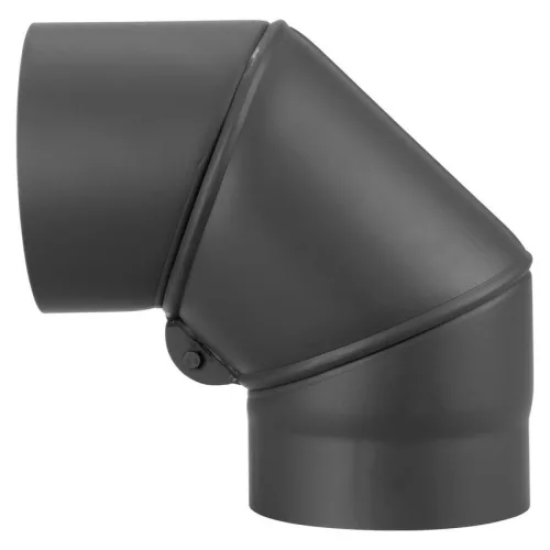 Füstcső könyök, V.A.P.K. HS.EX 090/160/1,5, fekete, 160 mm / 90°, állítható szögű, lemezvastagság: 1,5 mm