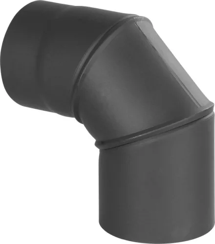 Füstcső könyök, V.A.P.K. HS.EX 090/180/1,5, fekete, 180 mm / 90°, állítható szögű, lemezvastagság: 1,5 mm