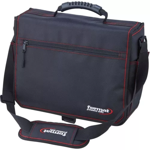 Szerszámos táska, Strend Pro Format 7413-0025, fekete, 34 x 13 x 33 cm, szervizes, vállpánttal, 15 kg teherbírás