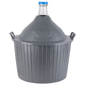   Demizson, Strend Pro Garden Cada Inco, 54 l, szürke, üveg, 75 mm nyakátmérő, műanyag védőburkolat, két fogantyú, borhoz és pálinkához