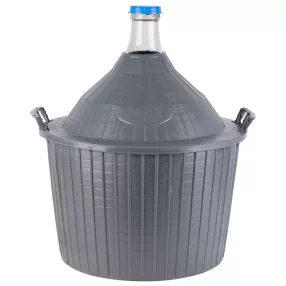   Demizson, Strend Pro Garden Cada Inco, 54 l, szürke, üveg, 75 mm nyakátmérő, műanyag védőburkolat, két fogantyú, borhoz és pálinkához