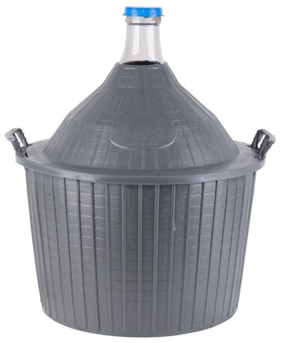 Demizson, Strend Pro Garden Cada Inco, 54 l, szürke, üveg, 75 mm nyakátmérő, műanyag védőburkolat, két fogantyú, borhoz és pálinkához