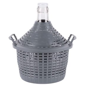  Demizson, Strend Pro Garden Cada Inco, 5 l, szürke, üveg, 40 mm nyakátmérő, műanyag védőburkolat, két fogantyú, borhoz és pálinkához