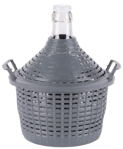 Demizson, Strend Pro Garden Cada Inco, 5 l, szürke, üveg, 40 mm nyakátmérő, műanyag védőburkolat, két fogantyú, borhoz és pálinkához