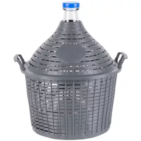   Demizson, Strend Pro Garden Cada Inco, 15 l, szürke, üveg, 55 mm nyakátmérő, műanyag védőburkolat, két fogantyú, dugó, borhoz és pálinkához