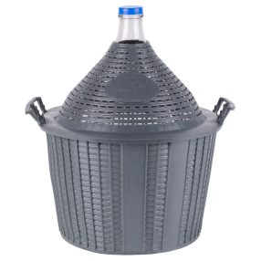   Demizson, Strend Pro Garden Cada Inco, 34 l, szürke, üveg, 55 mm nyakátmérő, műanyag védőburkolat, két fogantyú, borhoz és pálinkához