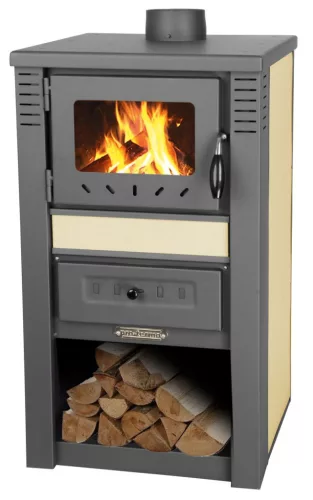 Kályha, Strend Pro Nova Ceramic, 7,5 kW, 120 mm füstcső csatlakozás, bézs, kerámia burkolat, fa és brikett tüzeléshez, EN 13240