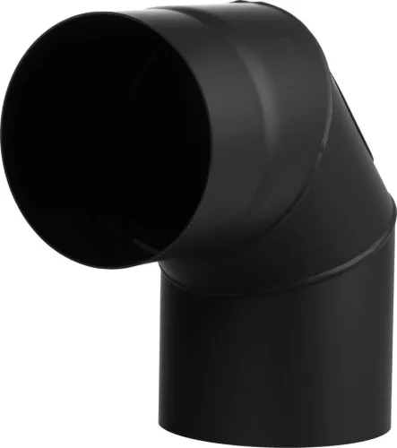 Füstcső könyök, V.A.P.K. HS.EXO 090/150/1,5, fekete, 150 mm / 90°, állítható szögű, nyílással, lemezvastagság: 1,5 mm