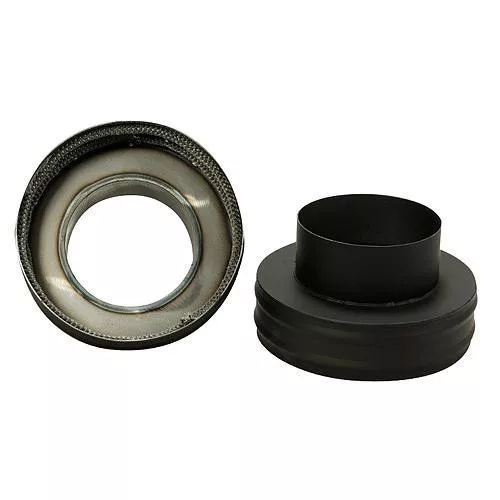 Füstcső szűkítő, V.A.P.K. HS 200/150/1,5, fekete, 200 mm - 150 mm, DC01 acéllemez, lemezvastagság: 1,5 mm, kályha-kémény csatlakozáshoz