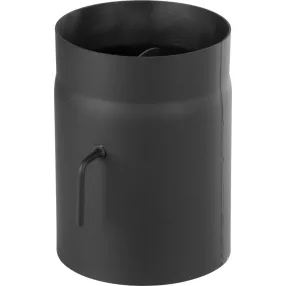   Füstcső, V.A.P.K. HS K0250/120/1,5, fekete, 25 cm / 120 mm, csappantyúval, rövid húzókarral, DC01 acéllemez, vastagfalú, lemezvastagság: 1,5 mm