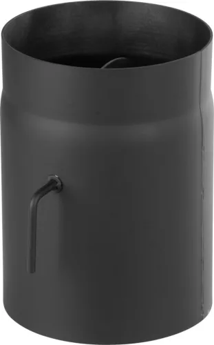 Füstcső, V.A.P.K. HS K0250/150/1,5, fekete, 25 cm / 150 mm, csappantyúval, rövid húzókarral, DC01 acéllemez, vastagfalú, lemezvastagság: 1,5 mm