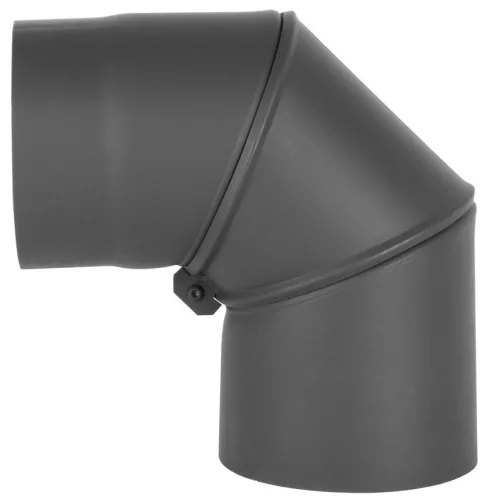 Füstcső könyök, V.A.P.K. HS.EX 090/150/1,5, fekete, 150 mm / 90°, állítható szögű, lemezvastagság: 1,5 mm