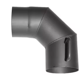   Füstcső könyök, V.A.P.K. HS.K 090/130/1,5, fekete, 130 mm / 90°, pillangószeleppel, lemezvastagság: 1,5 mm