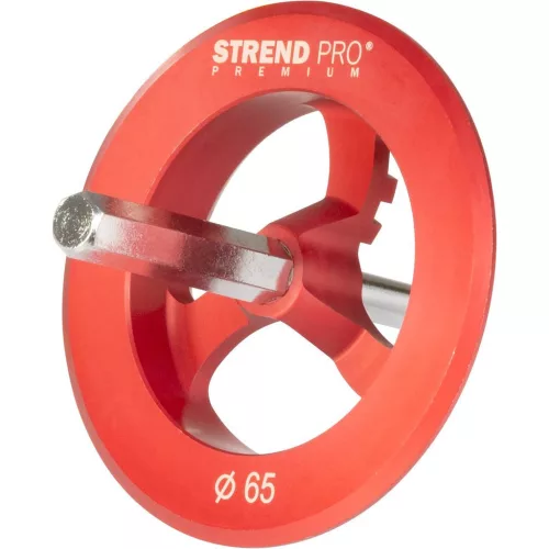 Polisztirol kivágó, Strend Pro Prémium, piros, átmérő: 65 mm, hatszög befogás (HEX), hungarocellhez és szigetelőanyagokhoz, marófejes, masszív fém kivitel