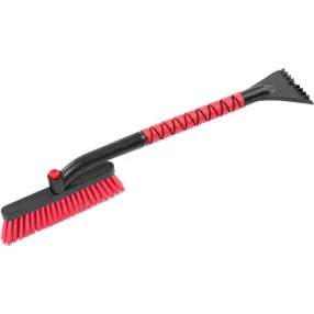   Jégkaparó seprűvel, Strend Pro Prémium, fekete-piros, 2 az 1-ben, 65 cm, alumínium, 360°-ban forgófej, puha markolat, 24 cm fej