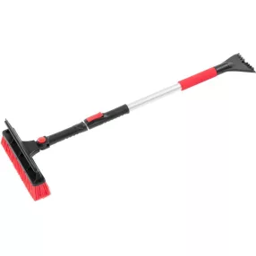   Jégkaparó seprűvel, Strend Pro Prémium, fekete-piros, 2 az 1-ben, 26 cm, 90–130 cm, teleszkópos, puha fogantyú, alumínium és műanyag