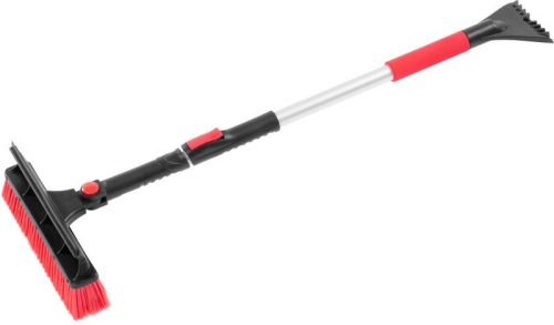 Jégkaparó seprűvel, Strend Pro Prémium, fekete-piros, 2 az 1-ben, 26 cm, 90–130 cm, teleszkópos, puha fogantyú, alumínium és műanyag
