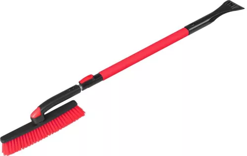 Jégkaparó seprűvel, Strend Pro, piros-fekete, 2 az 1-ben, 91–130 cm, teleszkópos nyél, hosszabbítható, robusztus, széles seprűfej