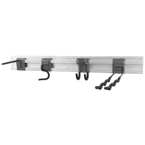   Fali szerszámtartó sín, Strend Pro G-mate GHS5, ezüst/szürke, szélesség: 80 cm, kampókkal és akasztókkal, falra szerelhető