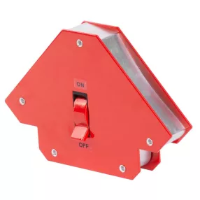   Hegesztő mágnes, Strend Pro QJ6007, piros, 9,5 × 9,5 cm, 12 kg teherbírás, kapcsolóval, 90° szögtartáshoz