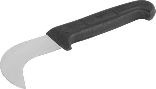 Gumivágó kés, Mikov 330-OH-3, ezüst/fekete, íves fix penge, rozsdamentes acél (TC222941)