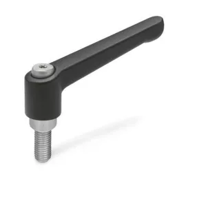   Állítható befogókar, Elesa+Ganter GN 300.1, fekete, 63 mm karhossz, M6 x 20 mm menetes szár, öntvény ház, rozsdamentes acél szár