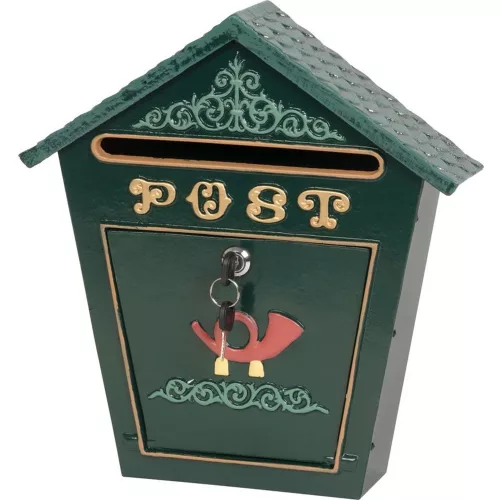 Postaláda, Strend Pro Albert, zöld, 36 x 38 x 9 cm, porszórt acél, 2 kulccsal