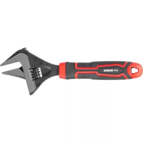   Franciakulcs, Strend Pro Premium ComfortGrip DL26001, fekete/piros, fej: 40 mm, teljes hossz: 215 mm, állítható, Cr-V