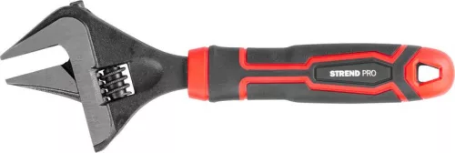 Franciakulcs, Strend Pro Premium ComfortGrip DL26001, fekete/piros, fej: 40 mm, teljes hossz: 215 mm, állítható, Cr-V