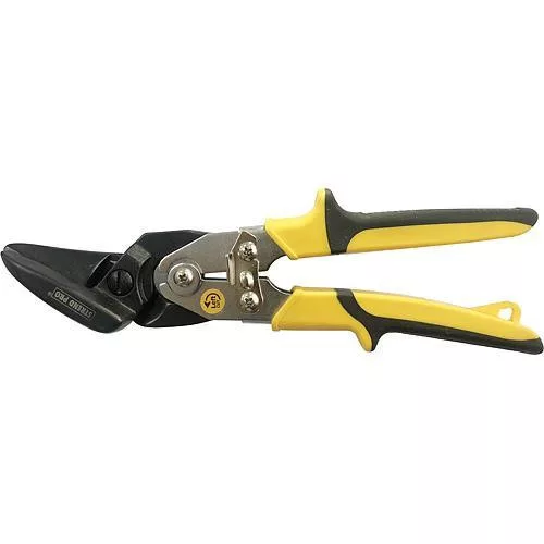 Lemezvágó olló, Strend Pro AS204, sárga/fekete, 250 mm, balos kivitel, lemezekhez maximum 1,2 mm vastagságig