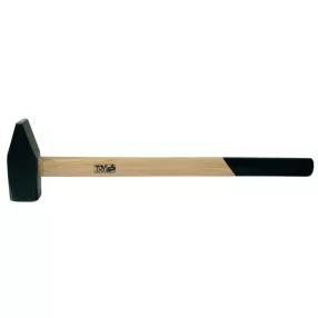   Lakatoskalapács, Strend Pro HM131, fekete, 4000 g, fa nyél, acél fej, DIN 1042, lapos/hegyes, 90 cm nyél