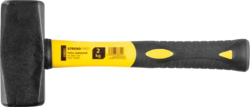 Lakatoskalapács, Strend Pro HS0524, sárga/fekete, 2000 g, üvegszálas nyél, acél fej, DIN 6475, lapos/lapos