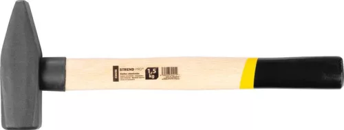 Lakatoskalapács, Strend Pro HM100, szürke, 1500 g, fa nyél, acél fej, DIN 1041, lapos/hegyes