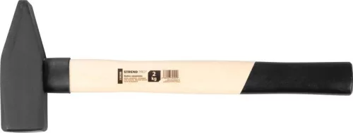 Lakatoskalapács, Strend Pro HM100, szürke, 2000 g, fa nyél, acél fej, DIN 1041, lapos/hegyes