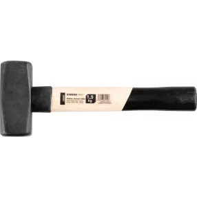   Lakatoskalapács, Strend Pro HS0301, fekete, 1500 g, fa nyél, acél fej, univerzális, DIN 6475, lapos/lapos