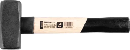 Lakatoskalapács, Strend Pro HS0301, fekete, 1500 g, fa nyél, acél fej, univerzális, DIN 6475, lapos/lapos