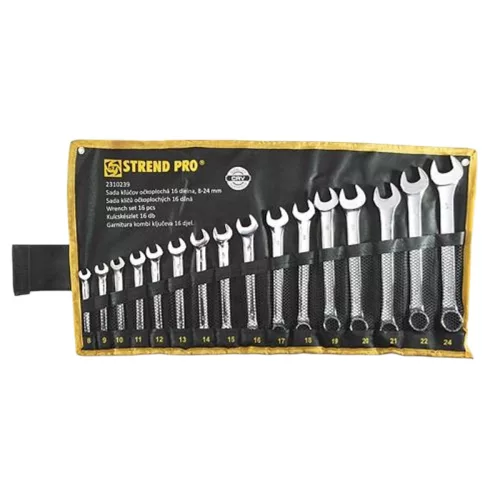 Csillag-villáskulcs-készlet, Strend Pro HR31585, ezüst, 16 részes, 8–24 mm, Cr-V