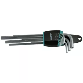   Imbuszkulcs készlet, Whirlpower 158-0109, ezüst, 9 részes, 1,5 - 10 mm, S2 acél, korrózióálló, hosszított