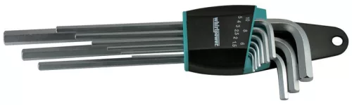 Imbuszkulcs készlet, Whirlpower 158-0109, ezüst, 9 részes, 1,5 - 10 mm, S2 acél, korrózióálló, hosszított