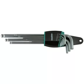   Imbuszkulcs készlet, Whirlpower 158-0109, ezüst, 9 részes, 1,5 - 10 mm, S2 acél, korrózióálló, hosszított, gömbfejes